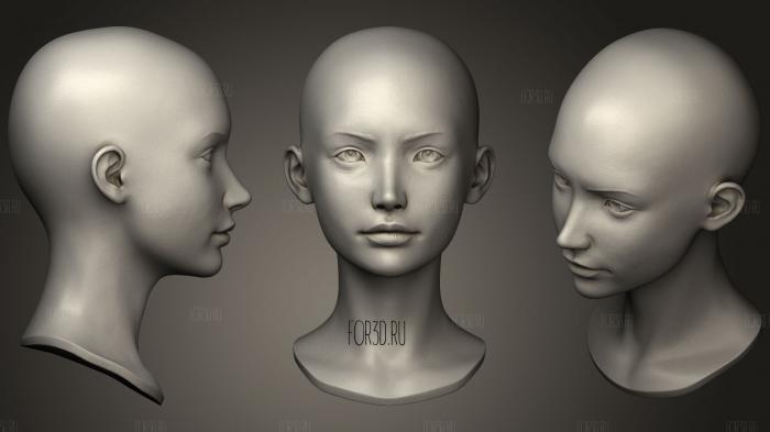 Female Head 5 3d stl модель для ЧПУ